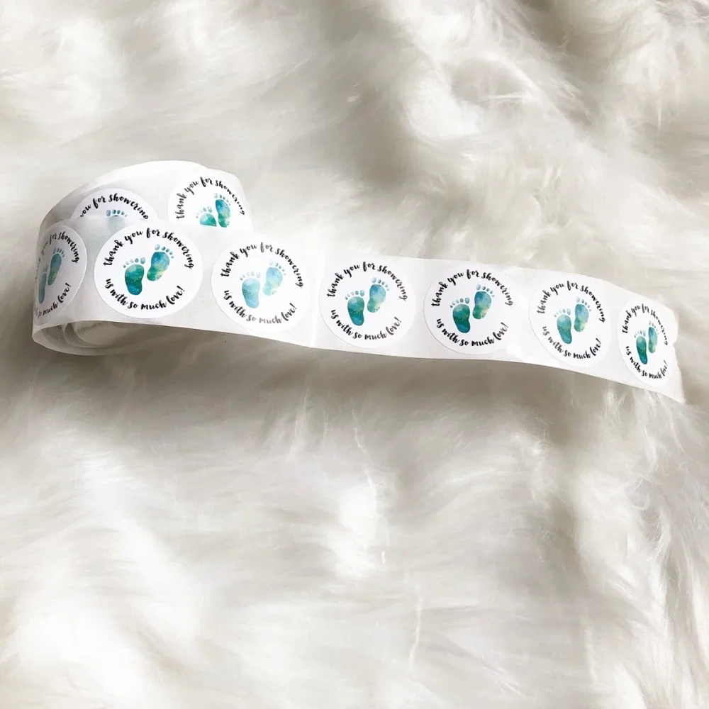 FREE 🚨 Blue Footprint Baby Shower Thank You Stickers - Over 450 Stickers